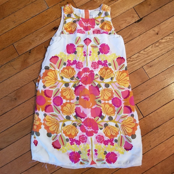 Toddler girl Floral print 100% silk dress 4 5 - Picture 1 of 5
